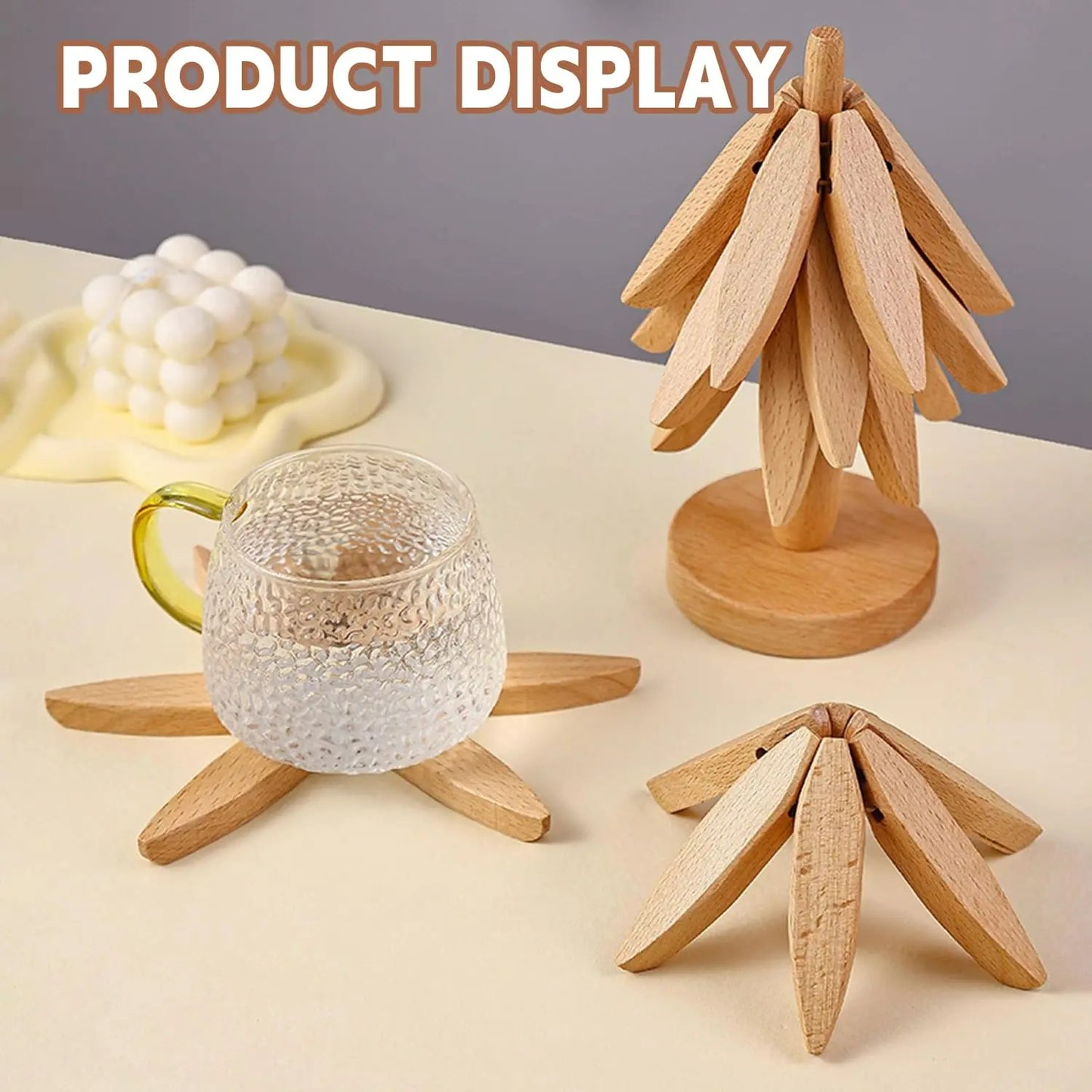 Tree Shape Wooden Trivet Set