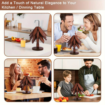 Tree Shape Wooden Trivet Set