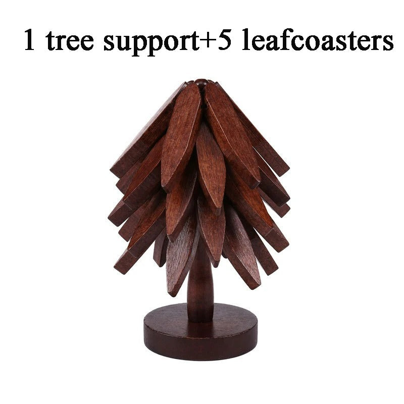 Tree Shape Wooden Trivet Set