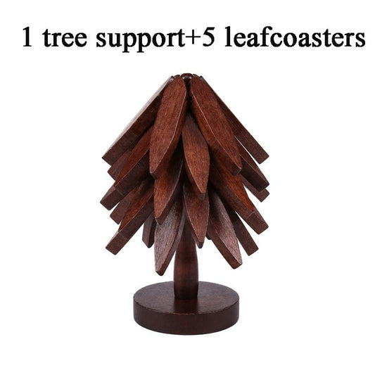 Tree Shape Wooden Trivet Set