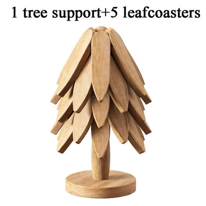 Tree Shape Wooden Trivet Set